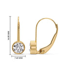 Lever Back Bezel Set Round Diamond Earrings