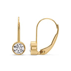 Lever Back Bezel Set Round Diamond Earrings