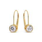 Lever Back Bezel Set Round Diamond Earrings
