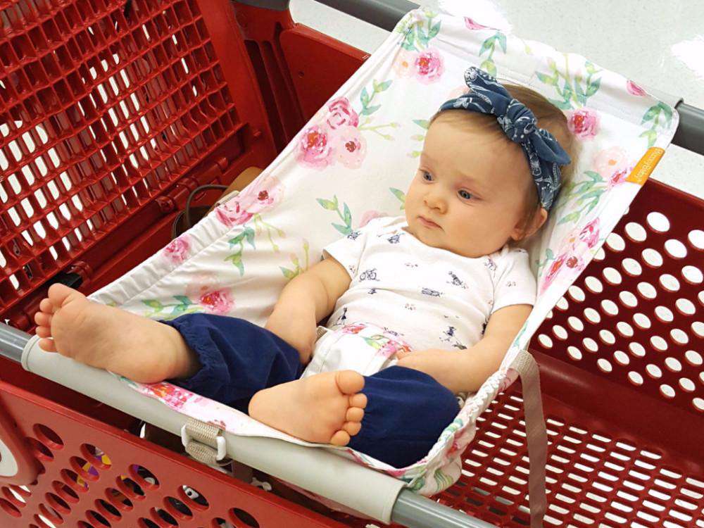 Baby Shopping Cart Hammock | Full Bloom Watercolor Floral Print - 97% cotton