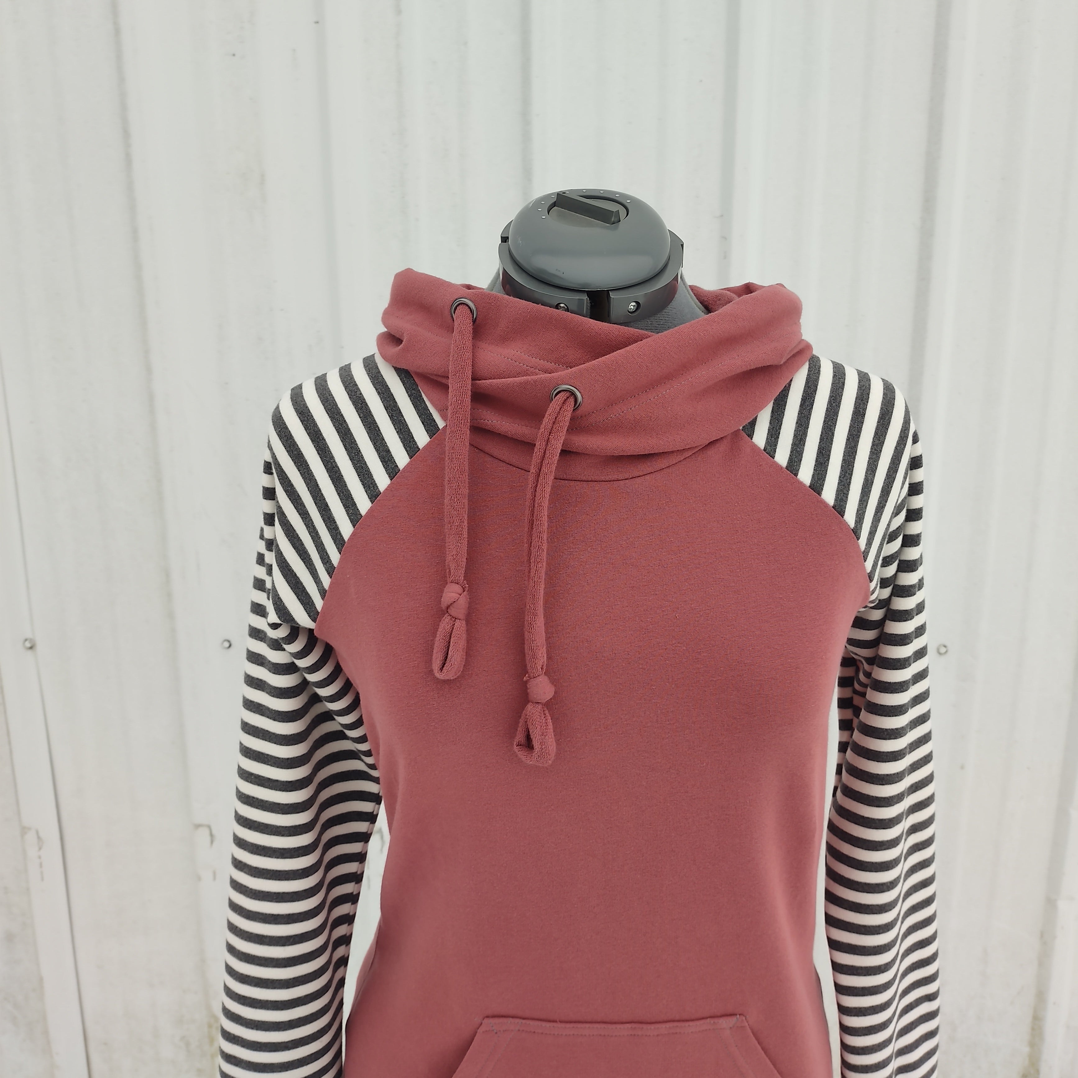 Women's Apple Pink Stripes Hoodie - 95% Cotton