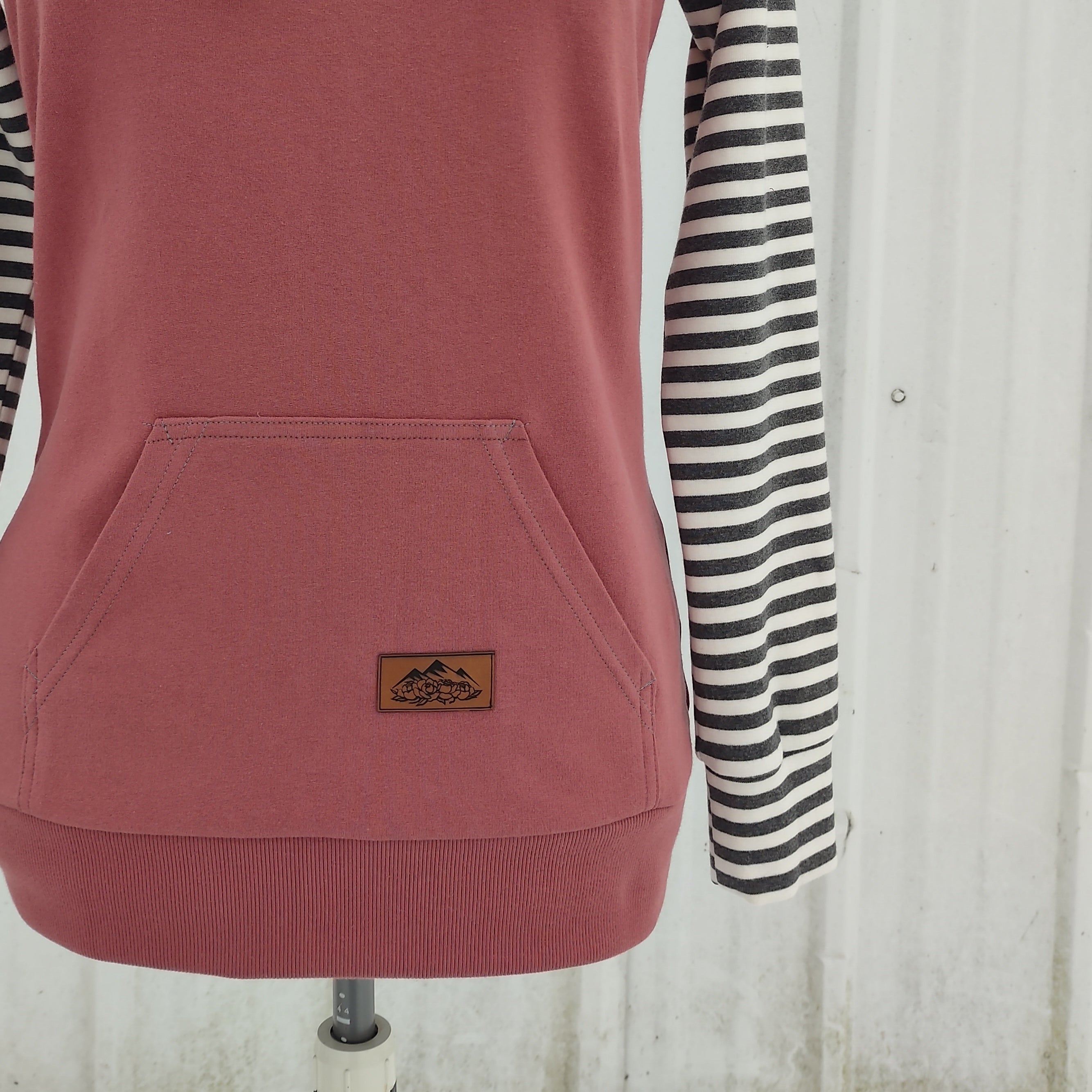 Women's Apple Pink Stripes Hoodie - 95% Cotton