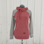 Women's Apple Pink Stripes Hoodie - 95% Cotton