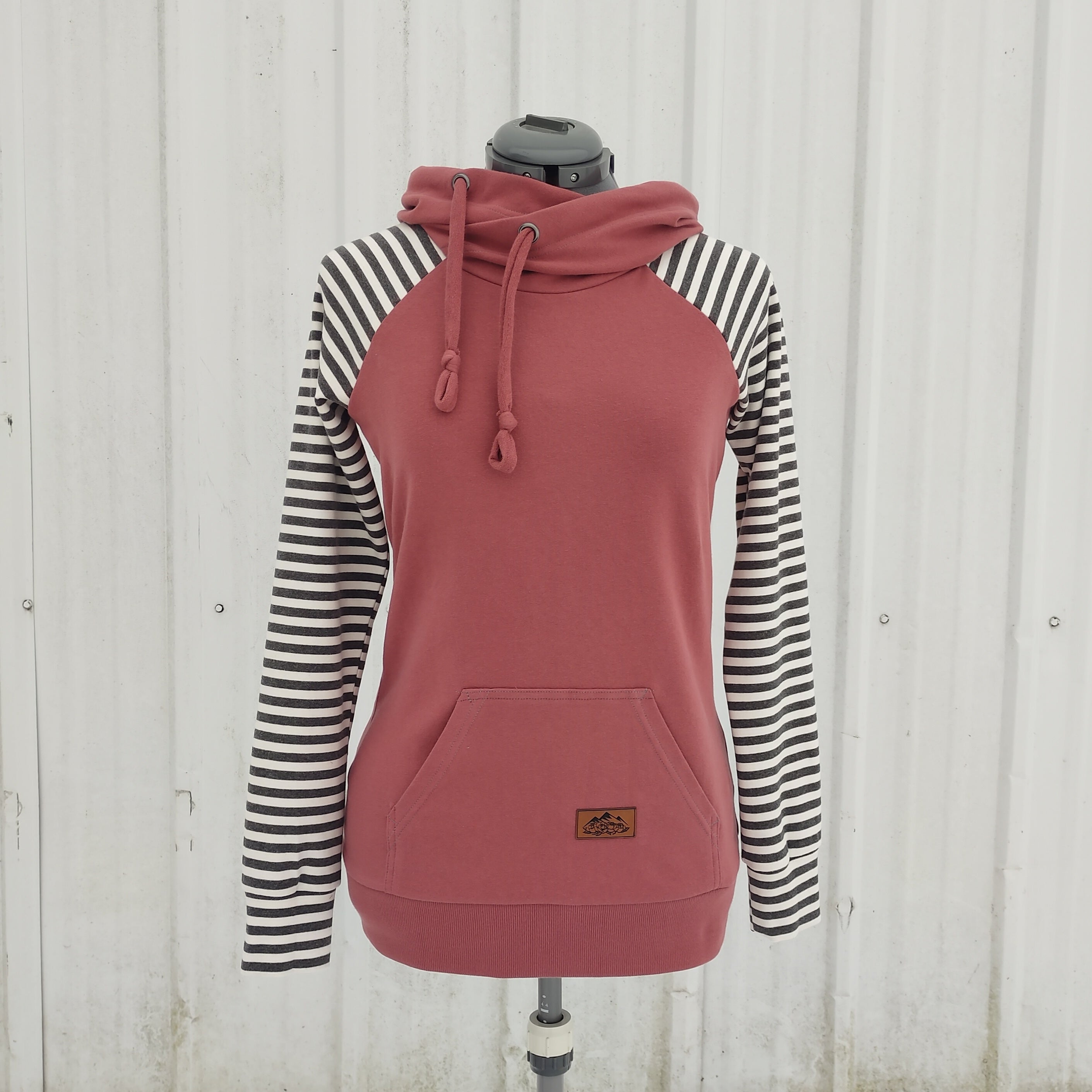 Women's Apple Pink Stripes Hoodie - 95% Cotton