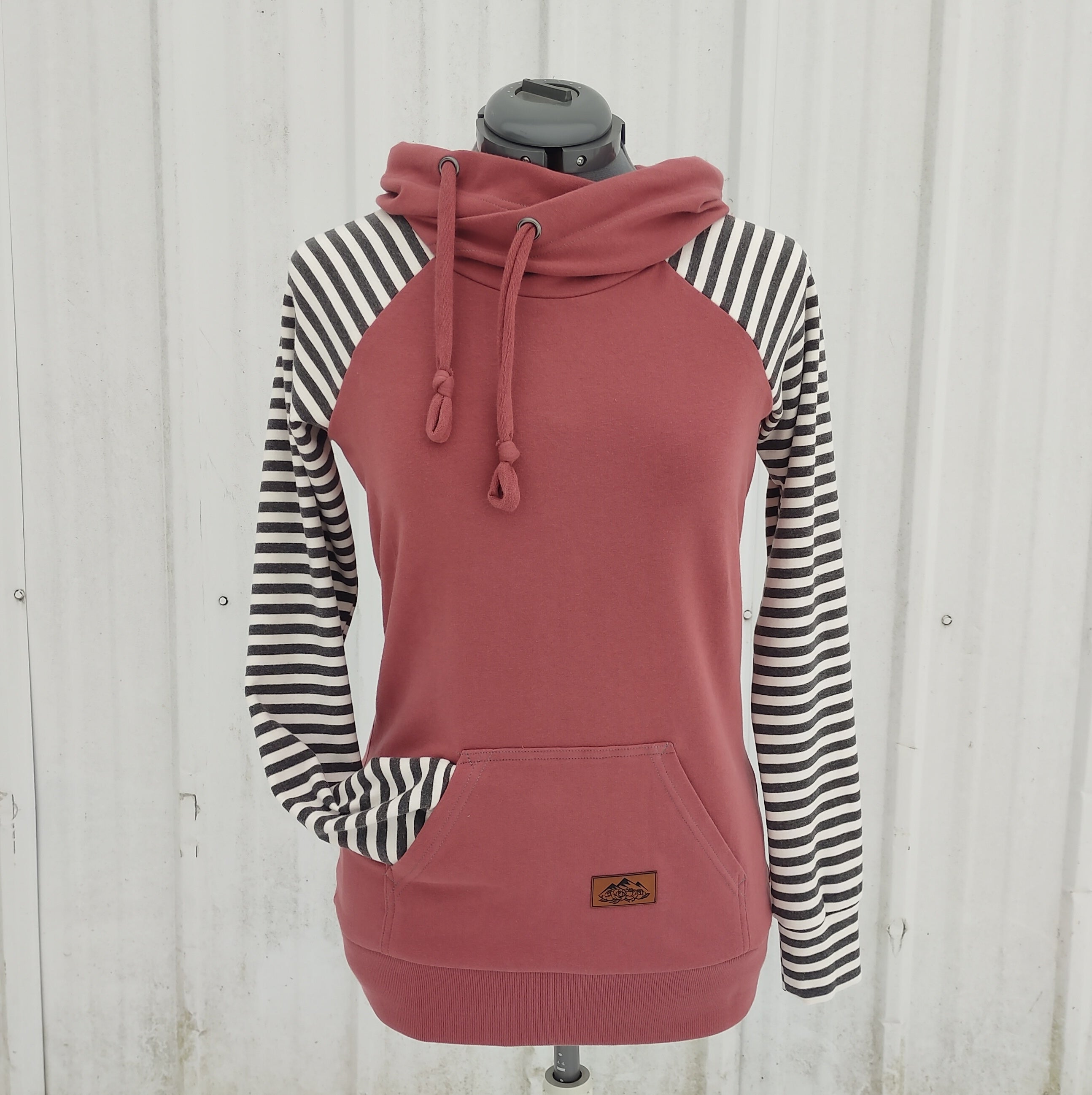 Women's Apple Pink Stripes Hoodie - 95% Cotton
