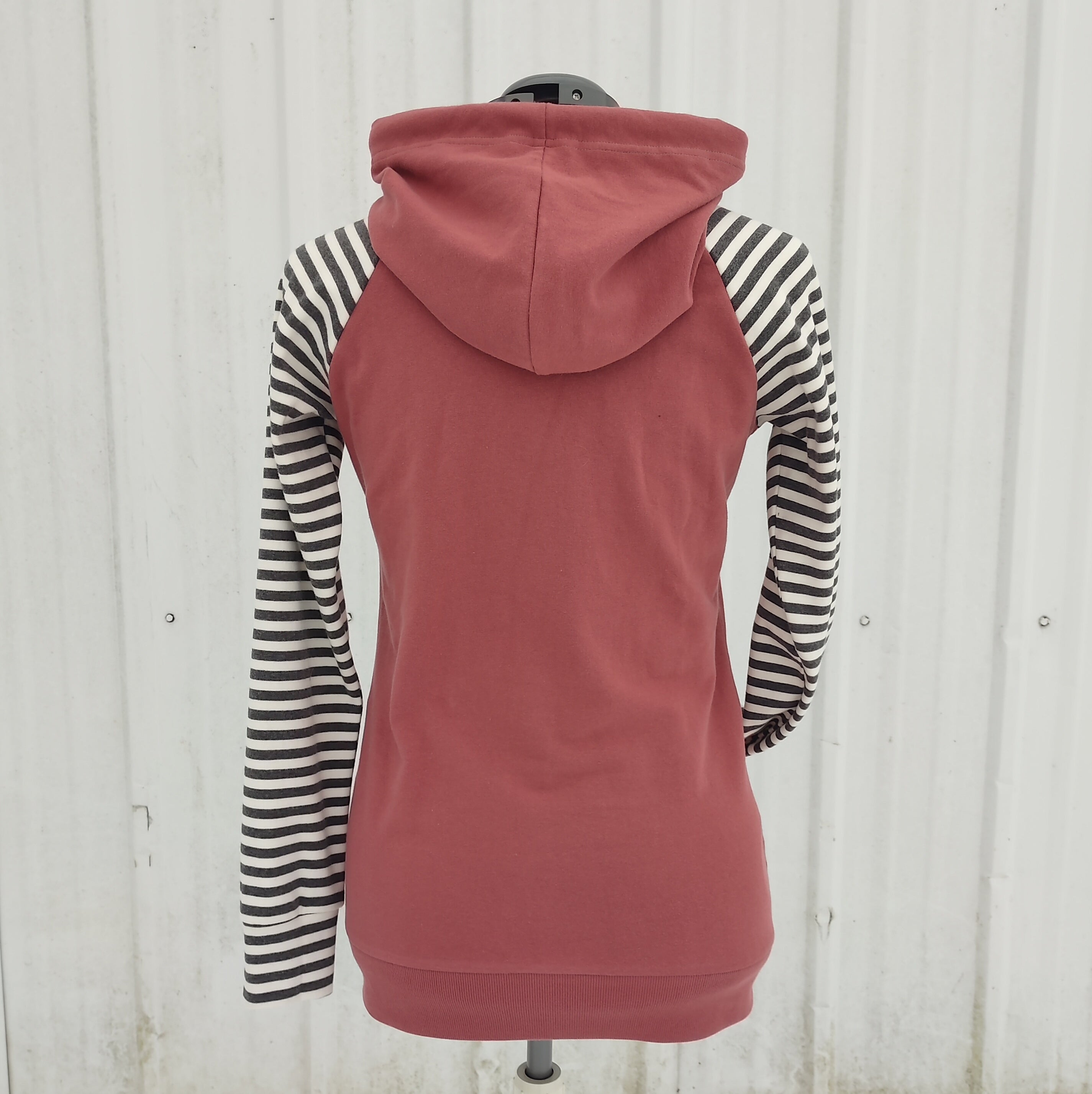 Women's Apple Pink Stripes Hoodie - 95% Cotton
