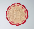 Payton James Handwoven Bow Placemats – Hand-Crocheted Raffia Palm Placemats – Unique Kitchen & Dining Table Decor – Handmade Tableware