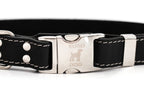 Bestseller Quick-Release Midnight Black Leather Dog Collar with Metal Buckle