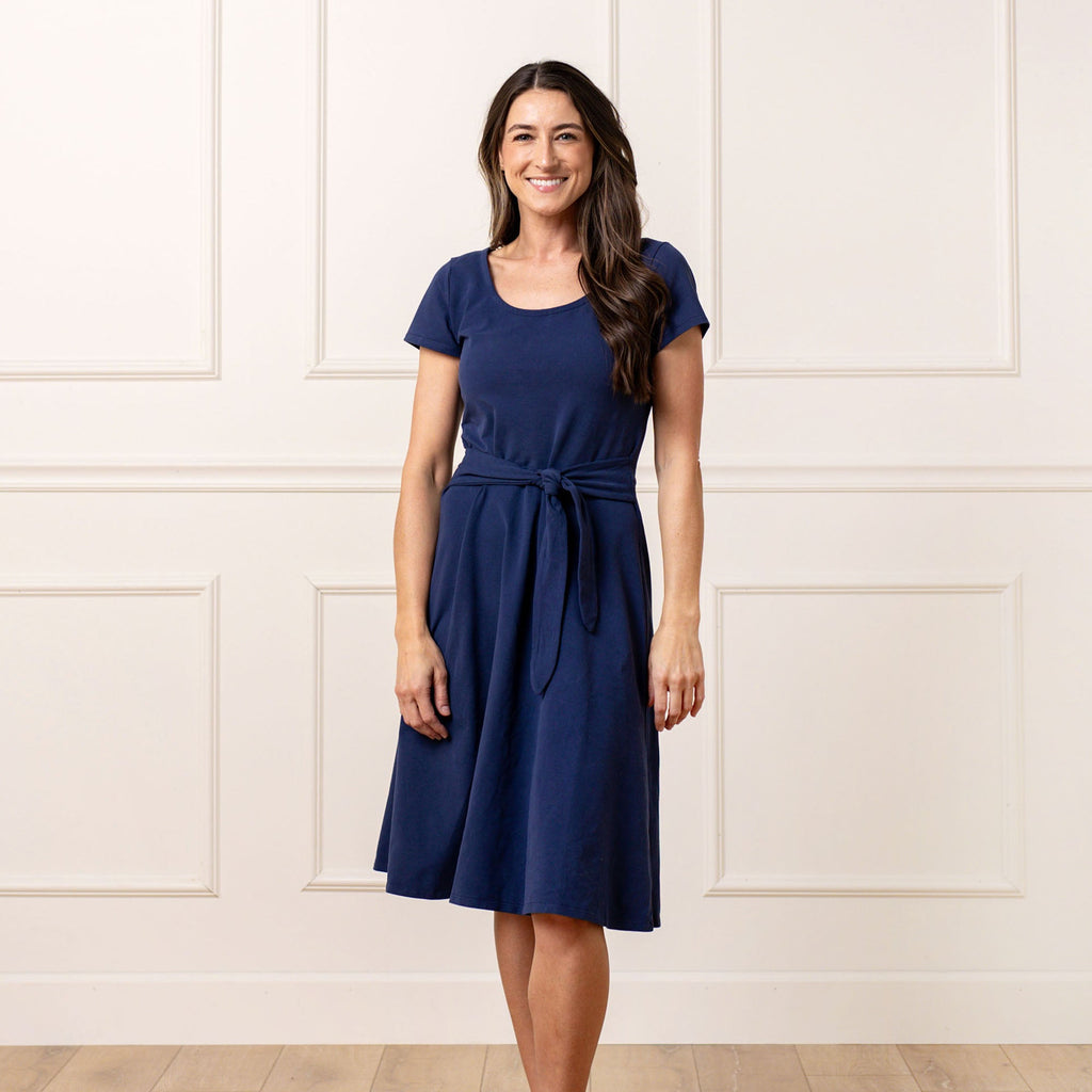 Organic Tie-Waist Knit Dress - 95% Cotton