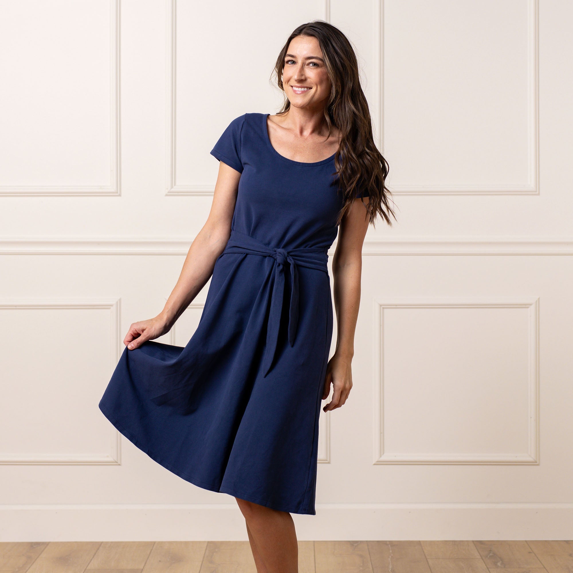 Organic Tie-Waist Knit Dress - 95% Cotton