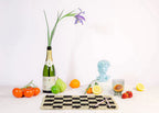 Black checked Placemat, Rectangular raffia tabletop