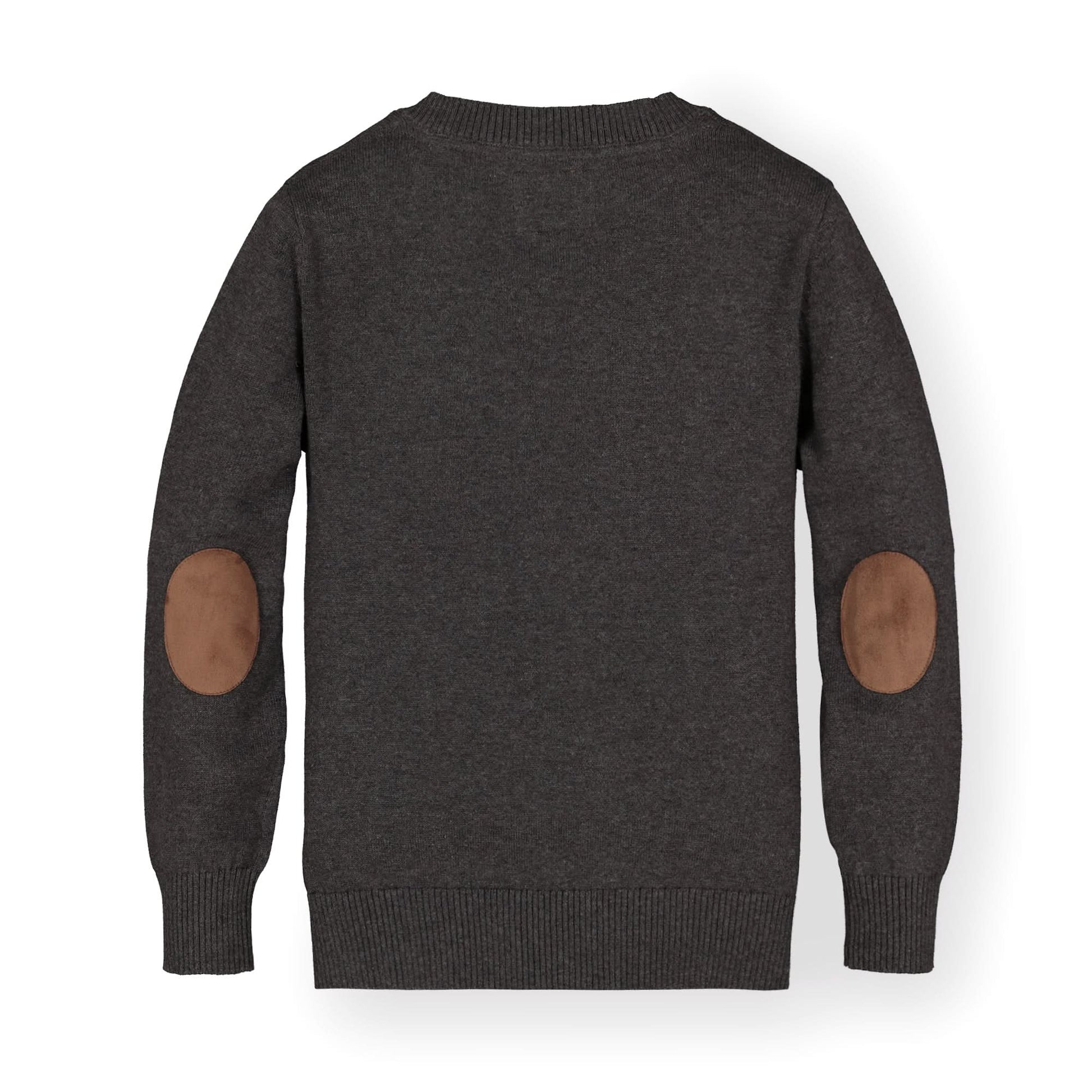 Fine Gauge V-Neck Sweater with Elbow Patches