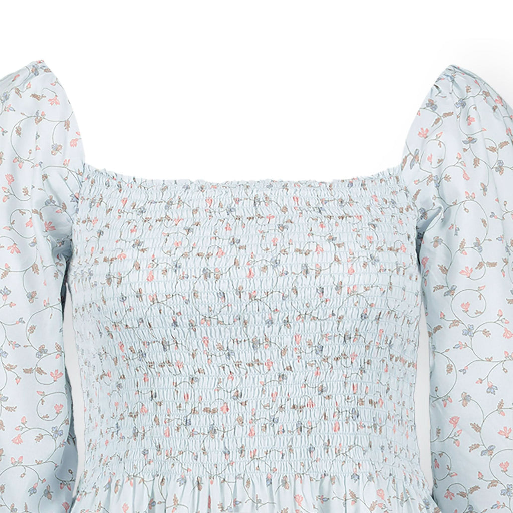 Smocked Bubble Sleeve Organic Dress