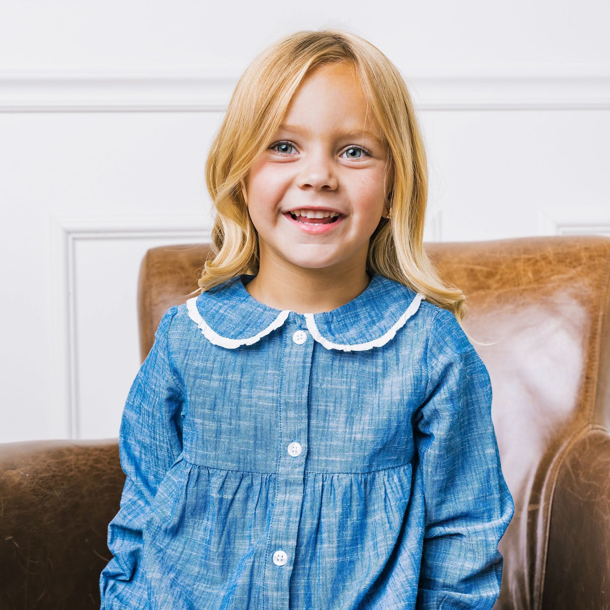 Button Front Organic Chambray Dress
