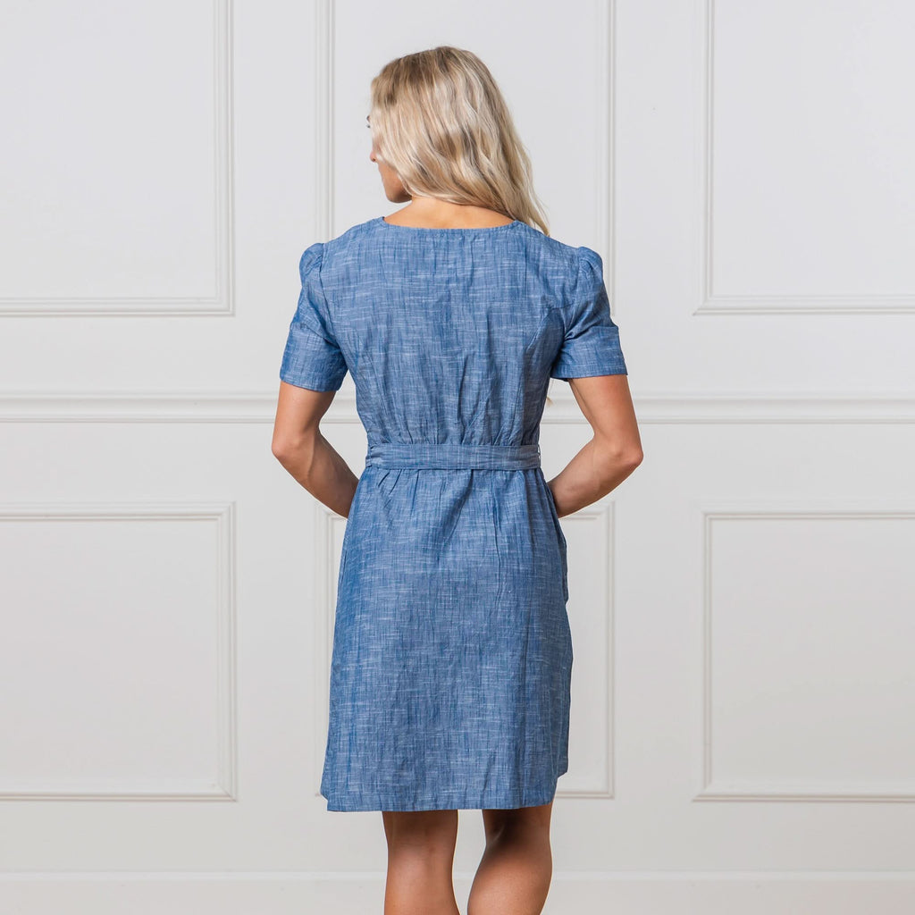 Organic Button Front Chambray Dress