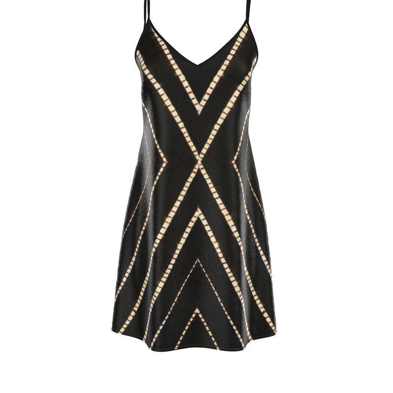 Vela Silk Slip Dress in Striped Shibori - The Peony Haus