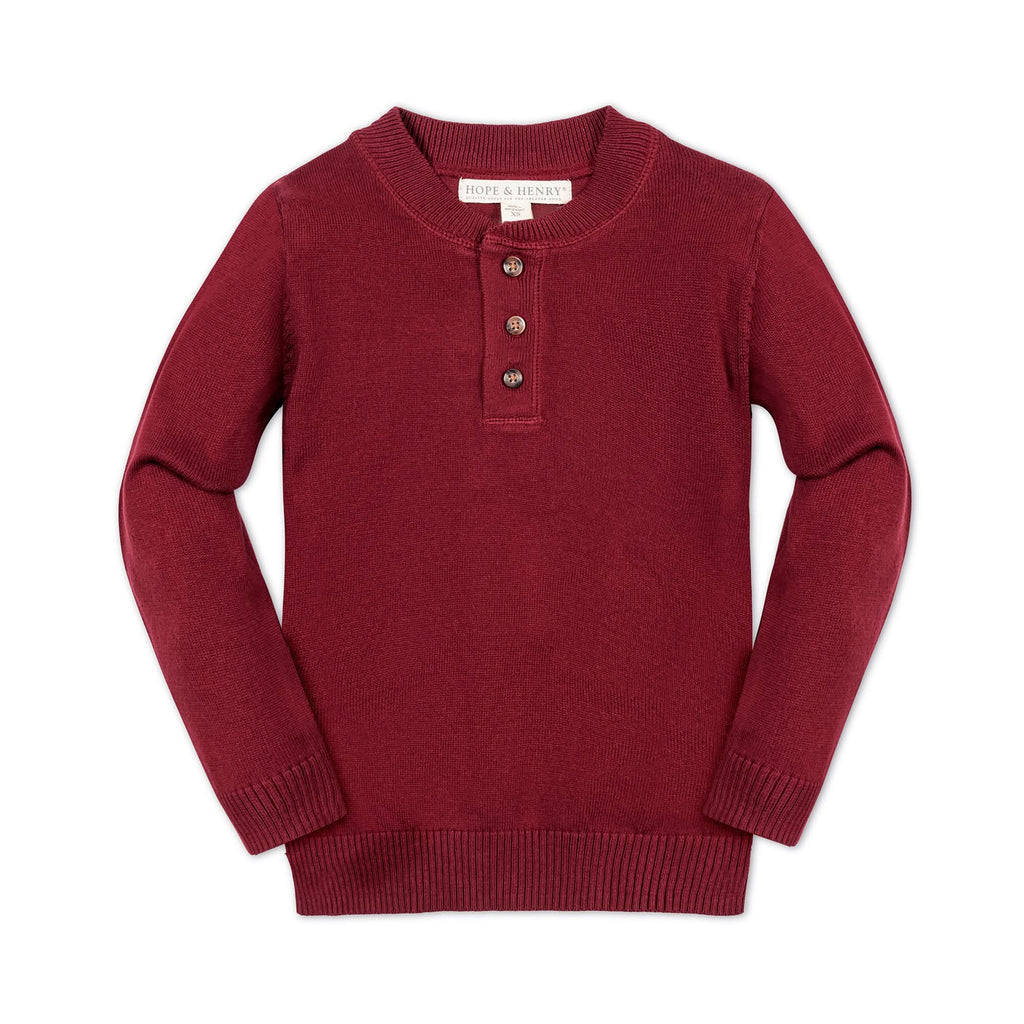 Organic Sweater Henley with Elbow Patches