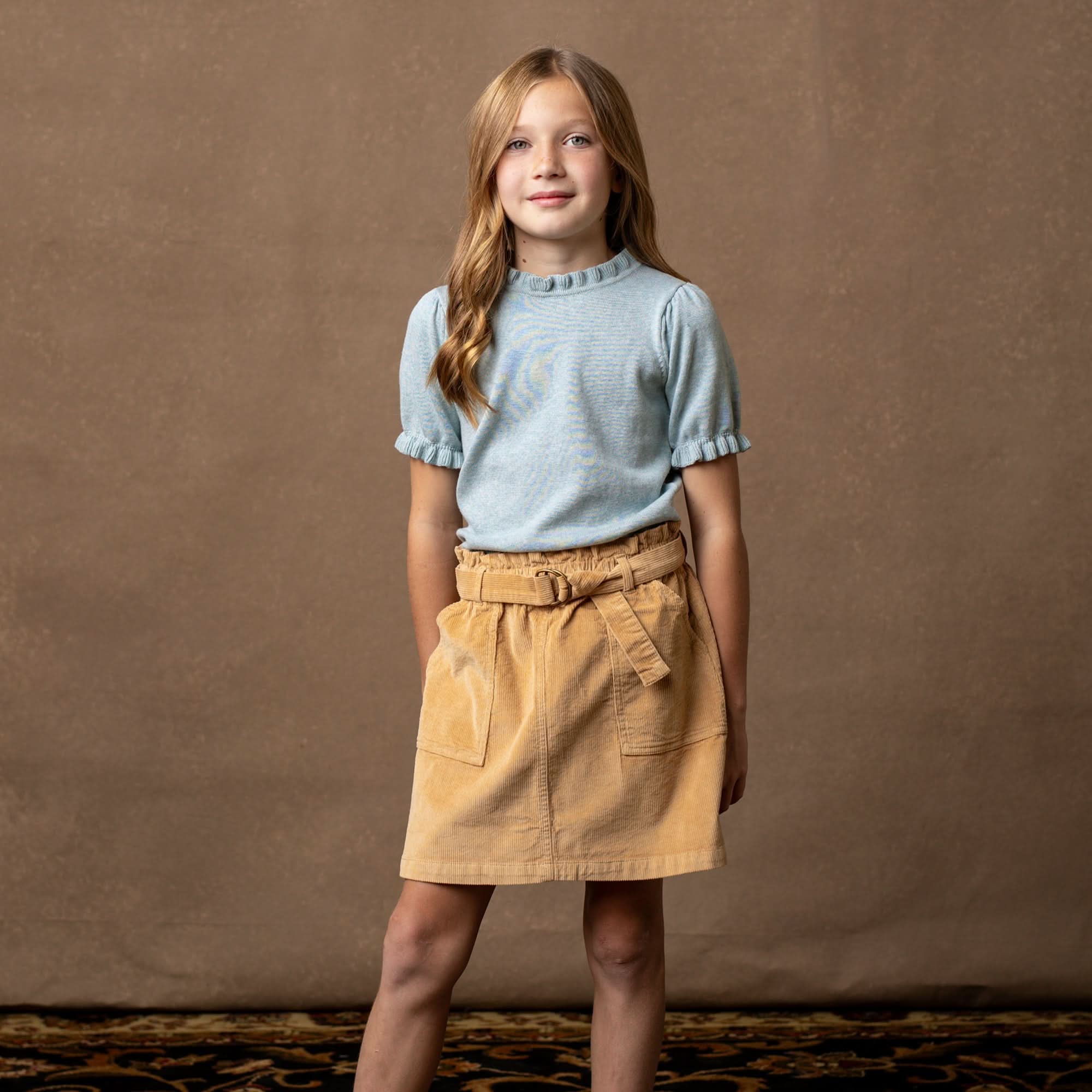 Organic Corduroy Cinch Waist Skirt - 98% Organic Cotton