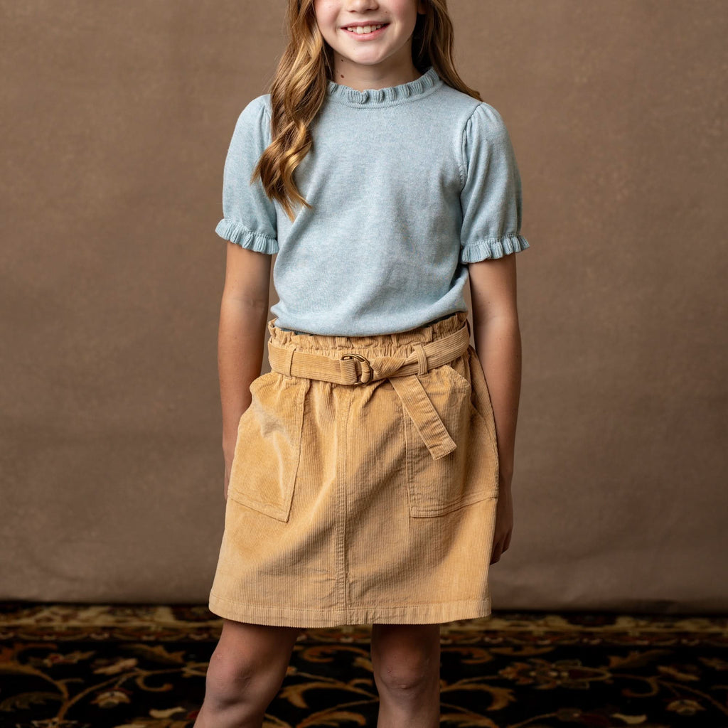 Organic Corduroy Cinch Waist Skirt - 98% Organic Cotton
