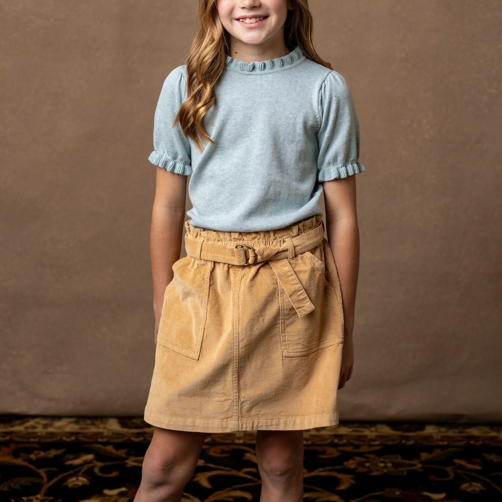 Organic Corduroy Cinch Waist Skirt - 98% Organic Cotton