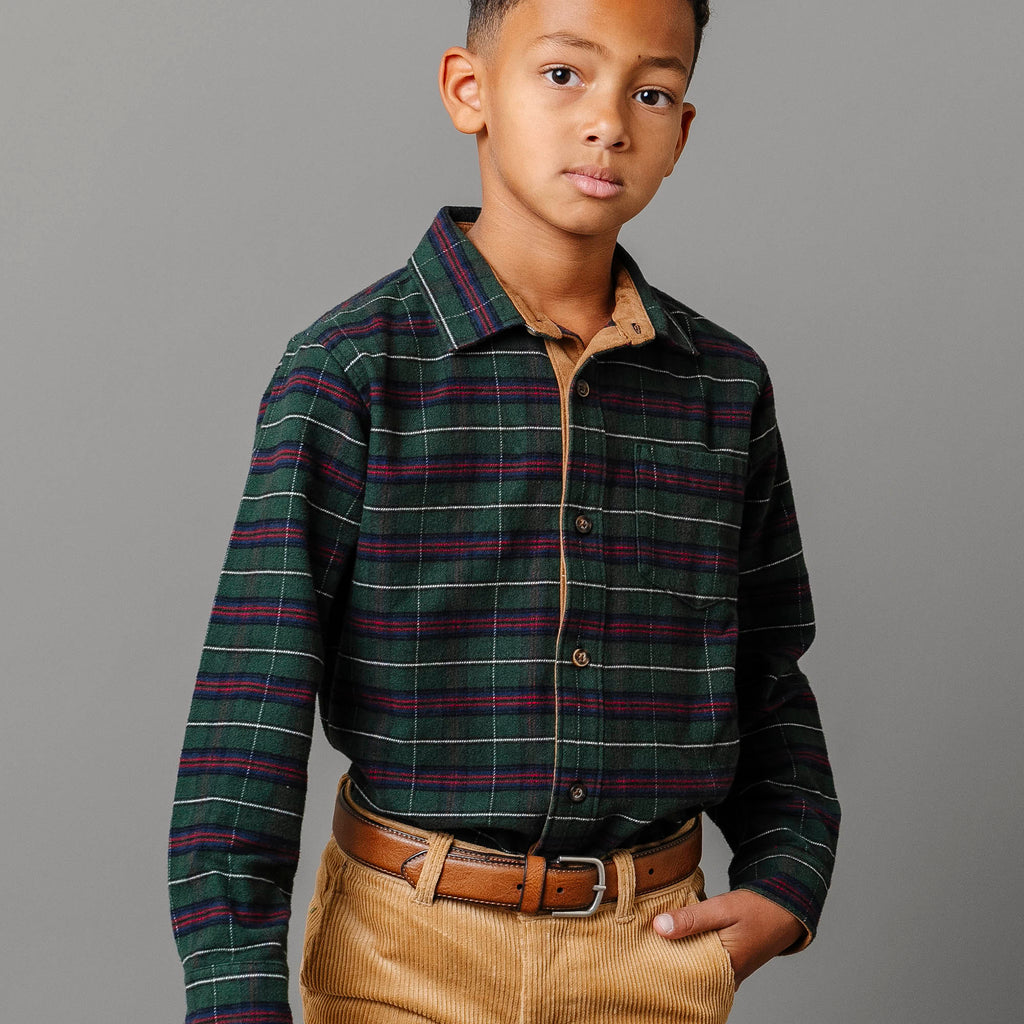 Organic Flannel Shirt with Suede