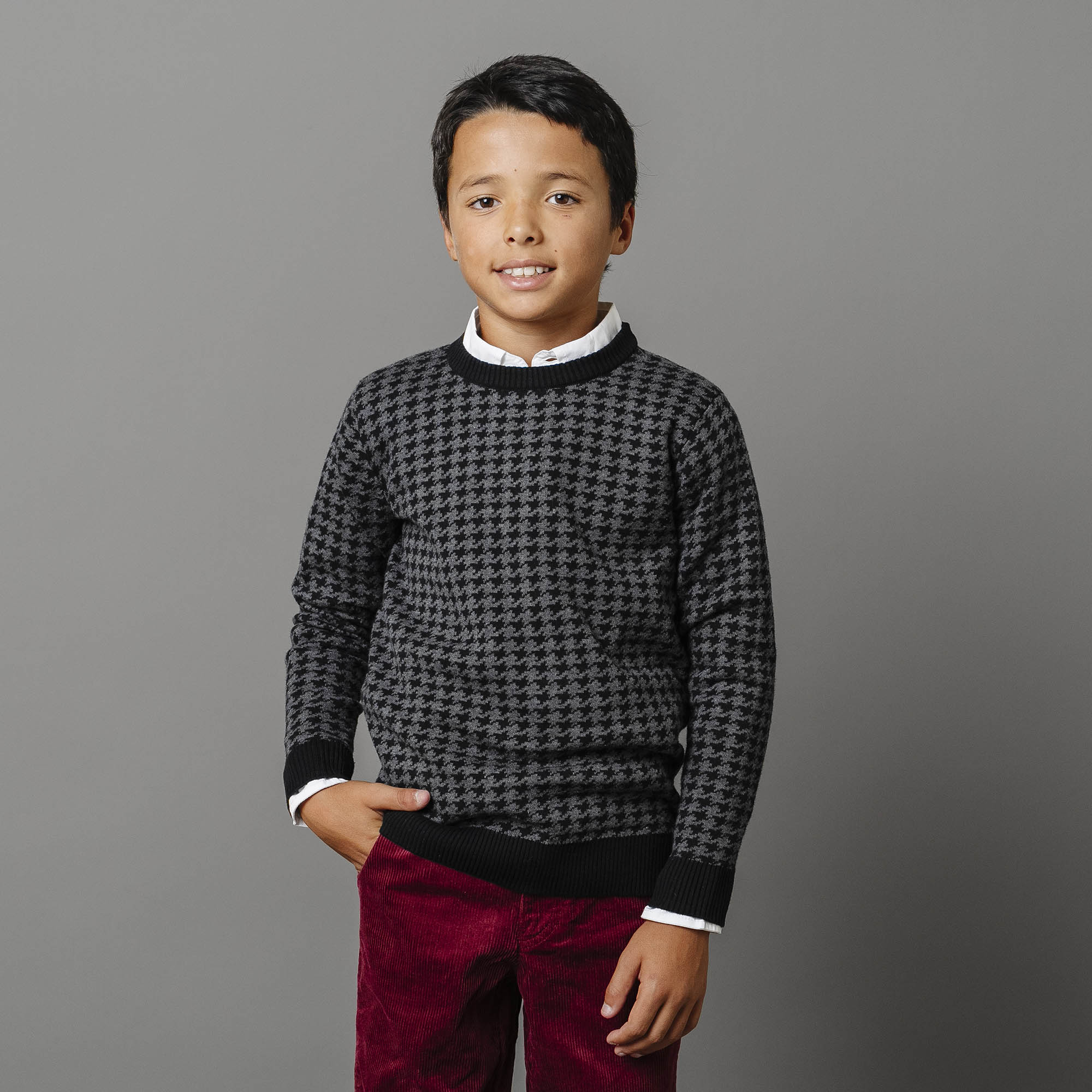 Organic Intarsia Crew Neck Sweater