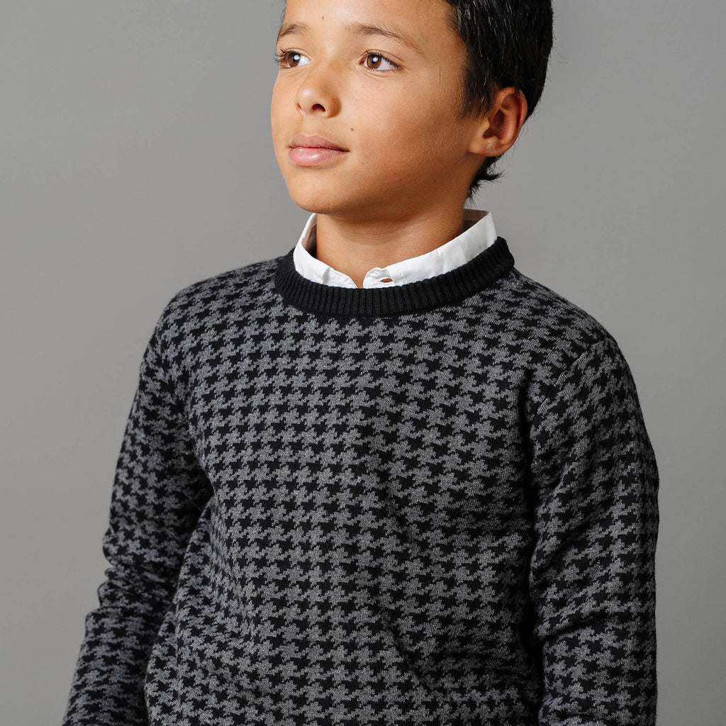 Organic Intarsia Crew Neck Sweater