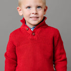 Organic Mix Stitch Mock Neck Sweater with Elbow Patches