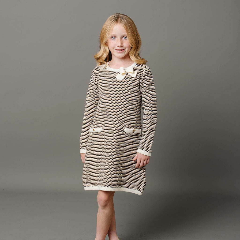 Organic Tweed Bow Sweater Dress