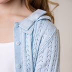 Organic Pointelle Bow Cardigan