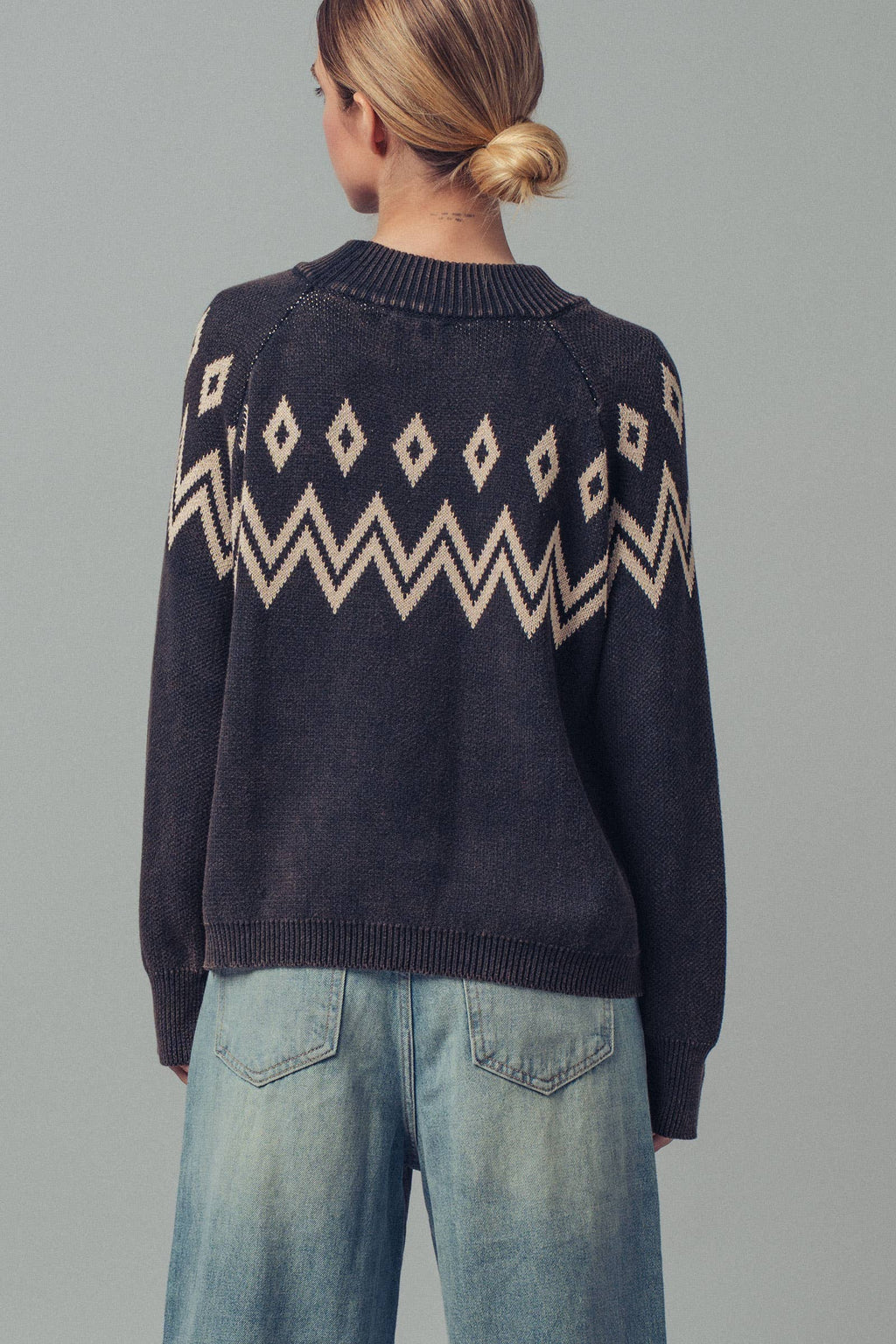 Nordic Jacquard Cotton Raglan Sweater