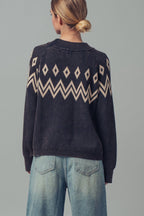 Nordic Jacquard Cotton Raglan Sweater