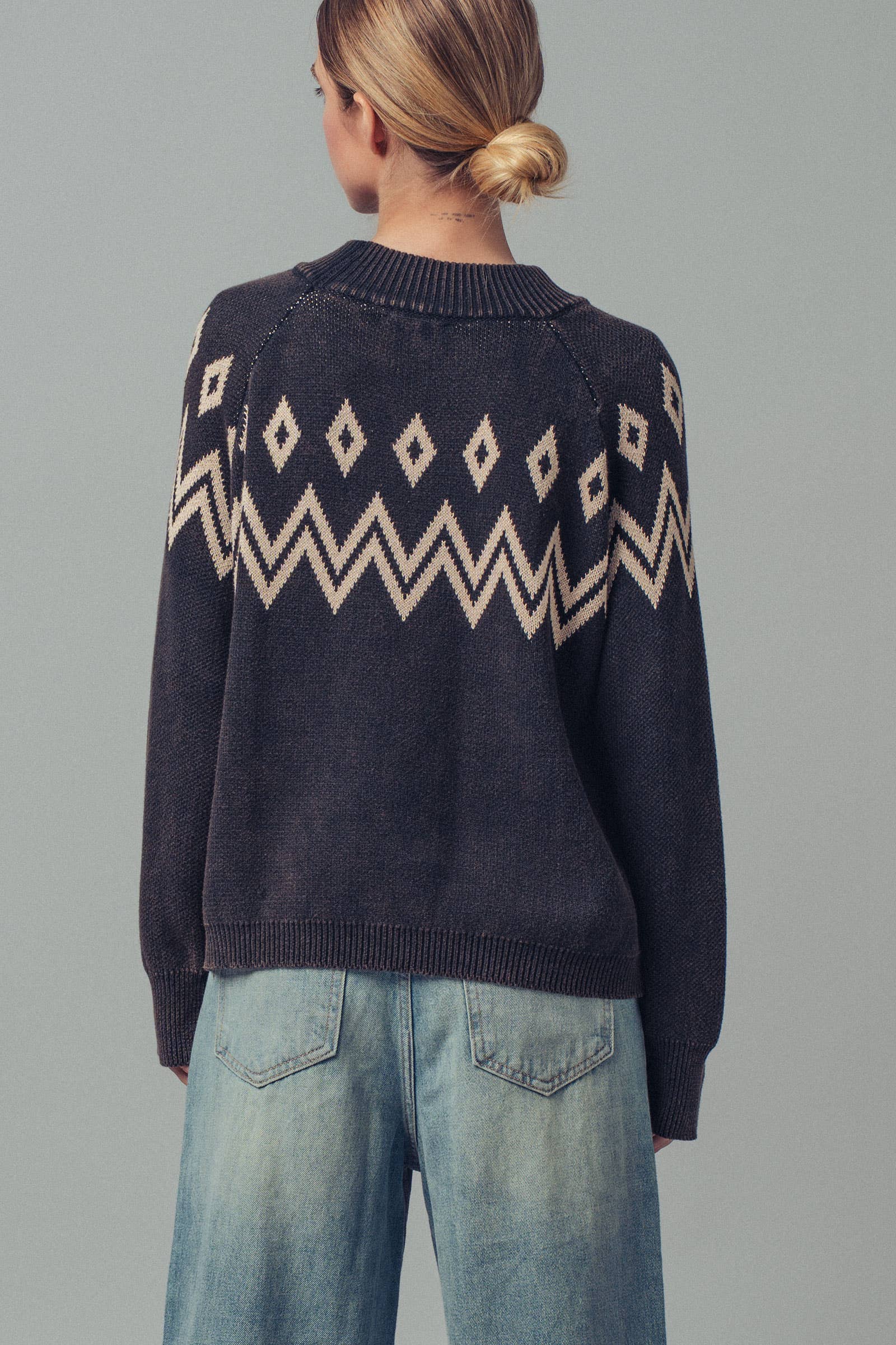 Nordic Jacquard Cotton Raglan Sweater