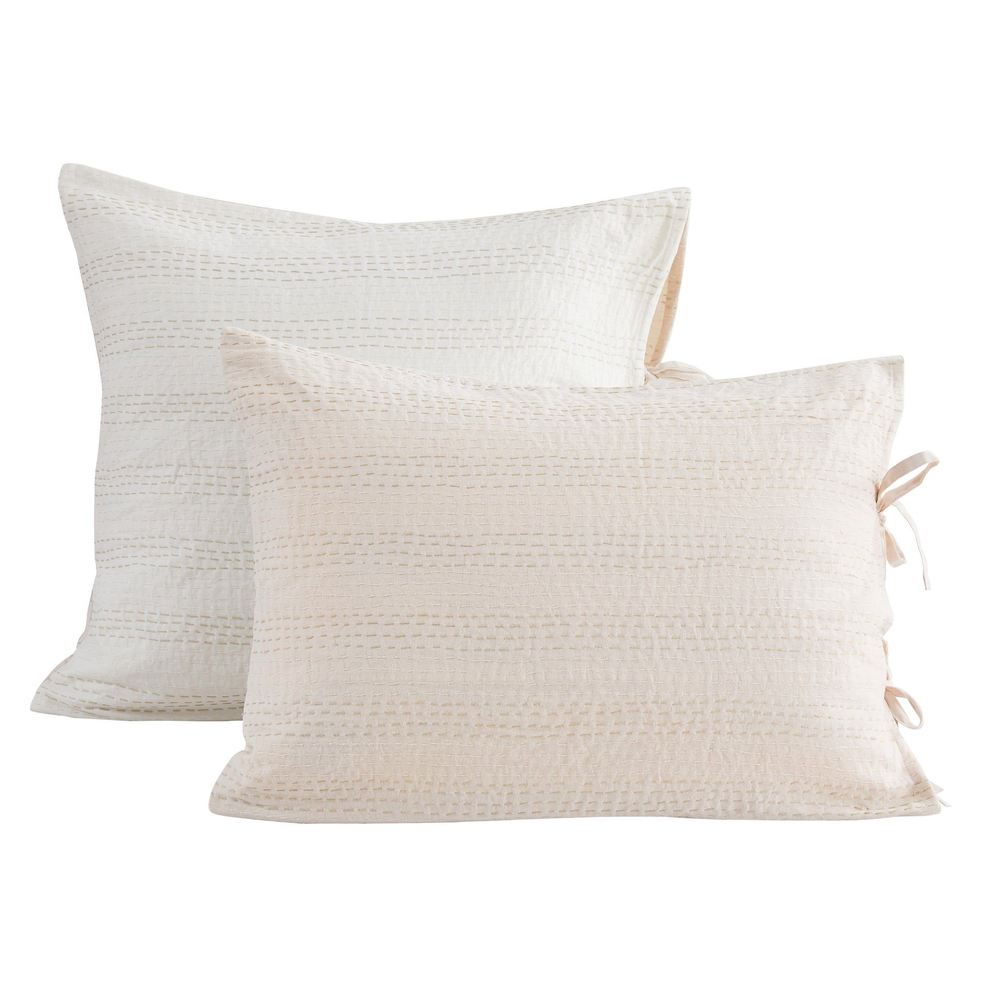 Hand Stitched Reversible Kantha Pillow Sham Pairs