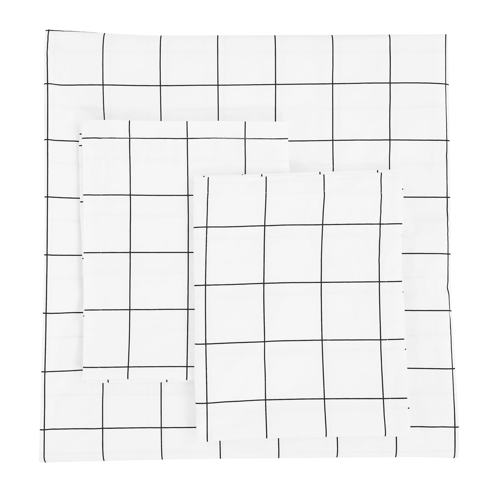 Grid Printed Cotton Percale Duvet Set