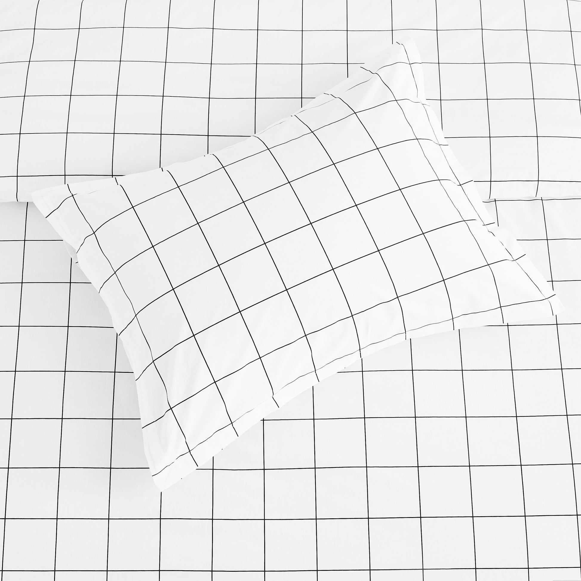 Grid Printed Cotton Percale Duvet Set