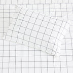 Grid Printed Cotton Percale Sheet Set