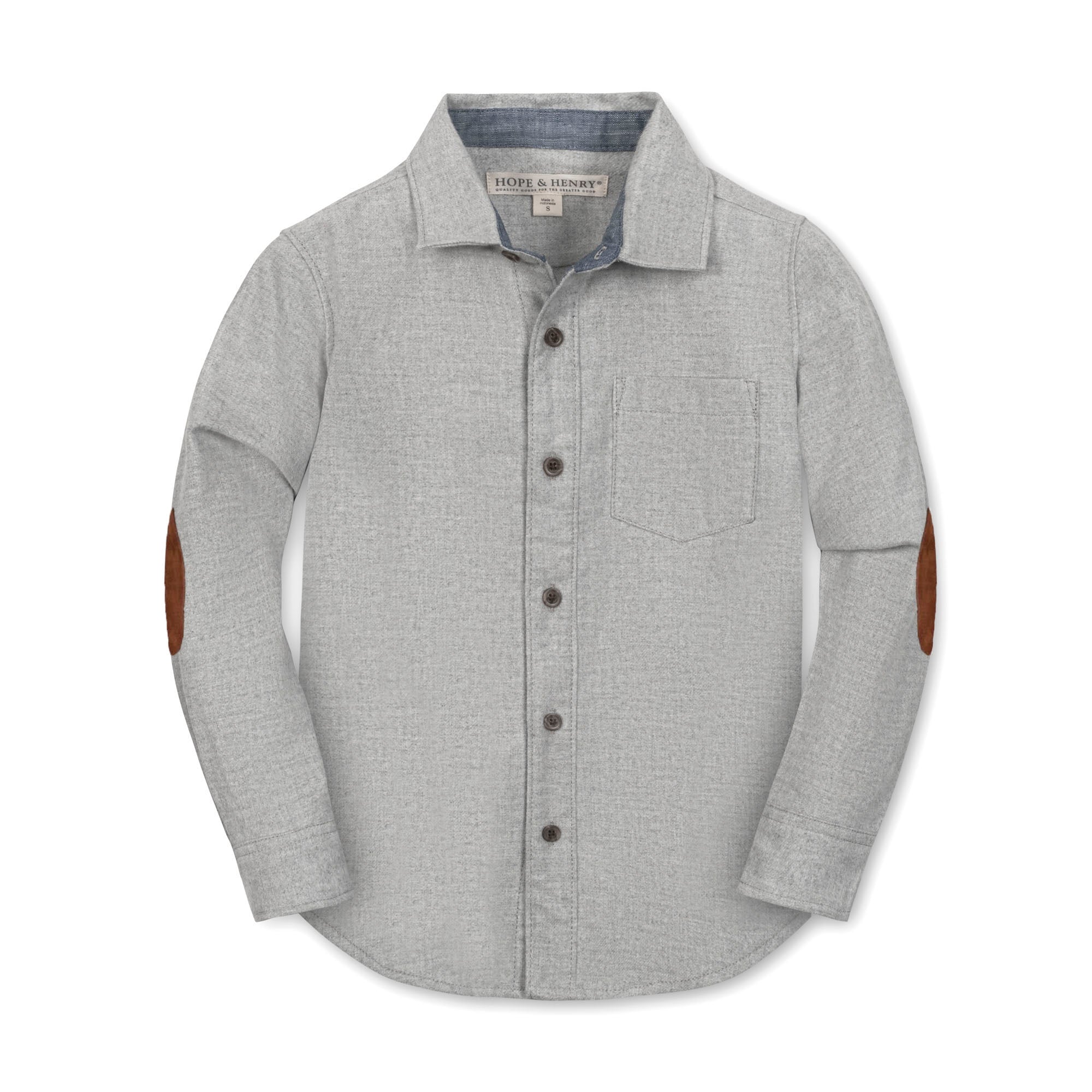 Organic Flannel Shirt with Elbow Patches