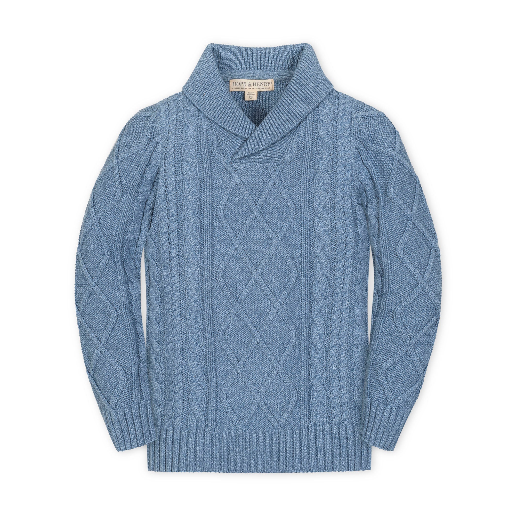 Organic Shawl Collar Cable Sweater