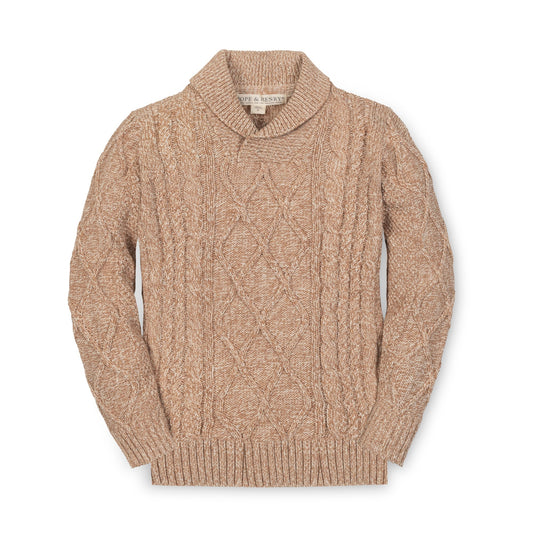 Organic Shawl Collar Cable Sweater