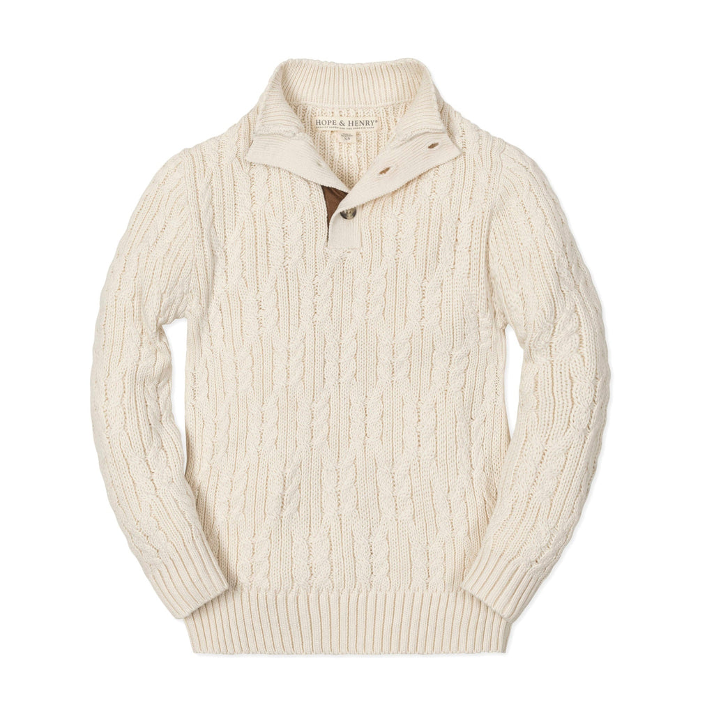 Organic Mock Neck Cable Sweater