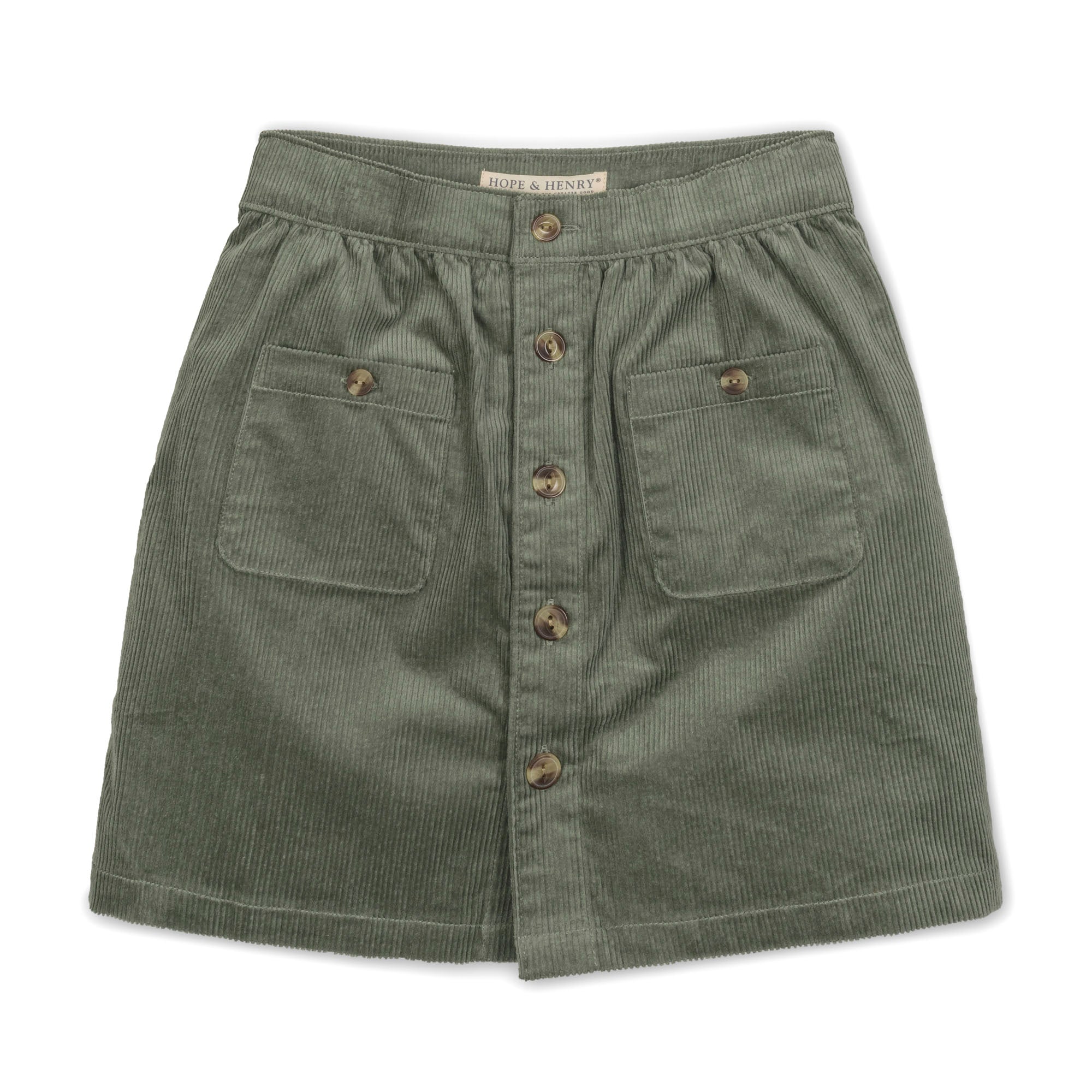 Organic Corduroy Button Front Skirt - 97% Organic Cotton