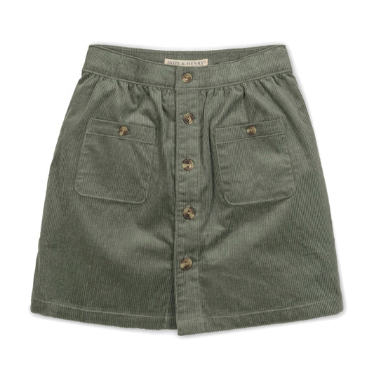 Organic Corduroy Button Front Skirt - 97% Organic Cotton