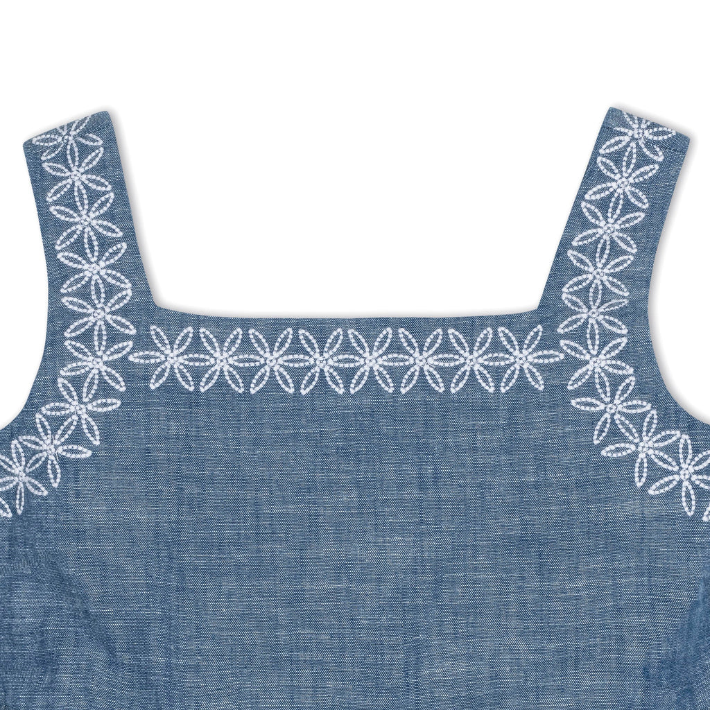 Organic Chambray Sundress with Embroidery