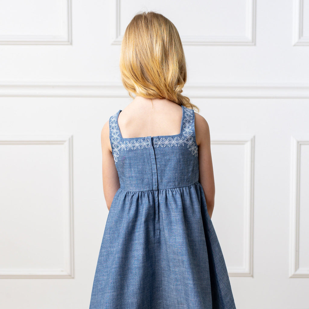 Organic Chambray Sundress with Embroidery