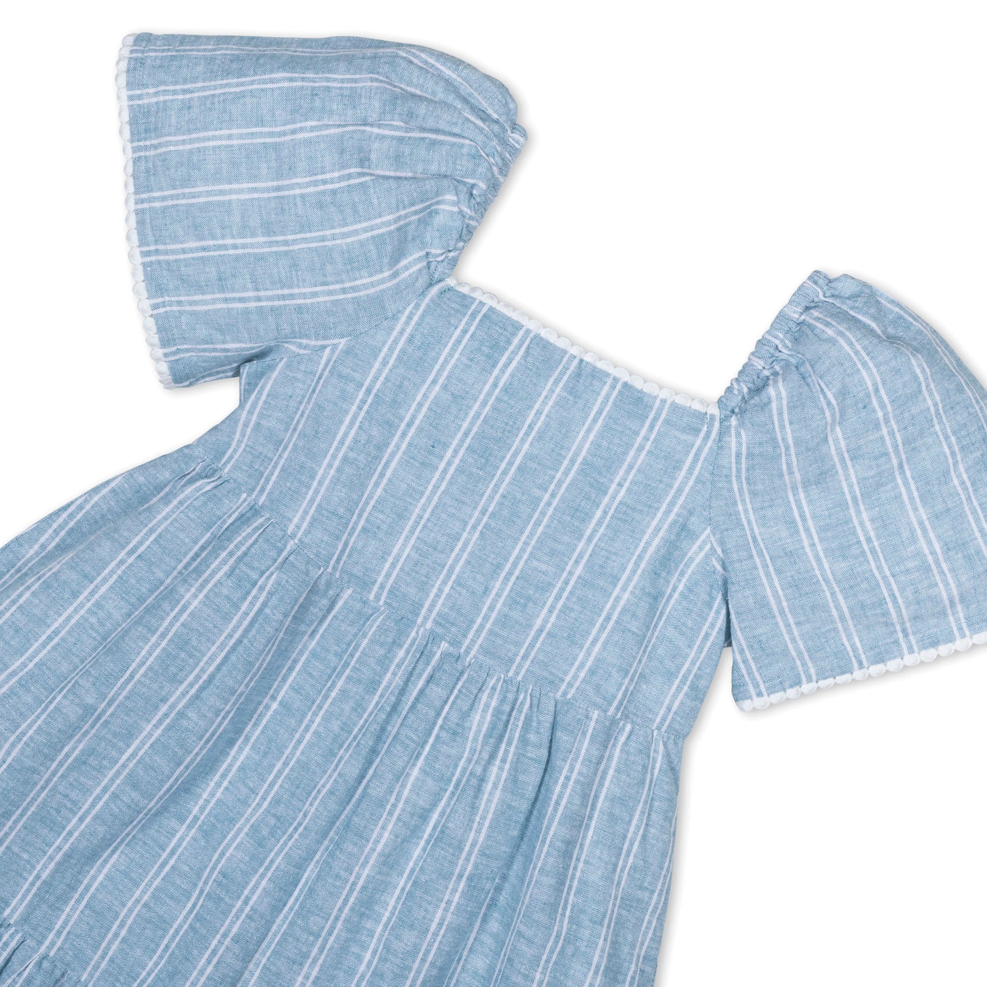 Flounce Sleeve Tiered Linen Dress