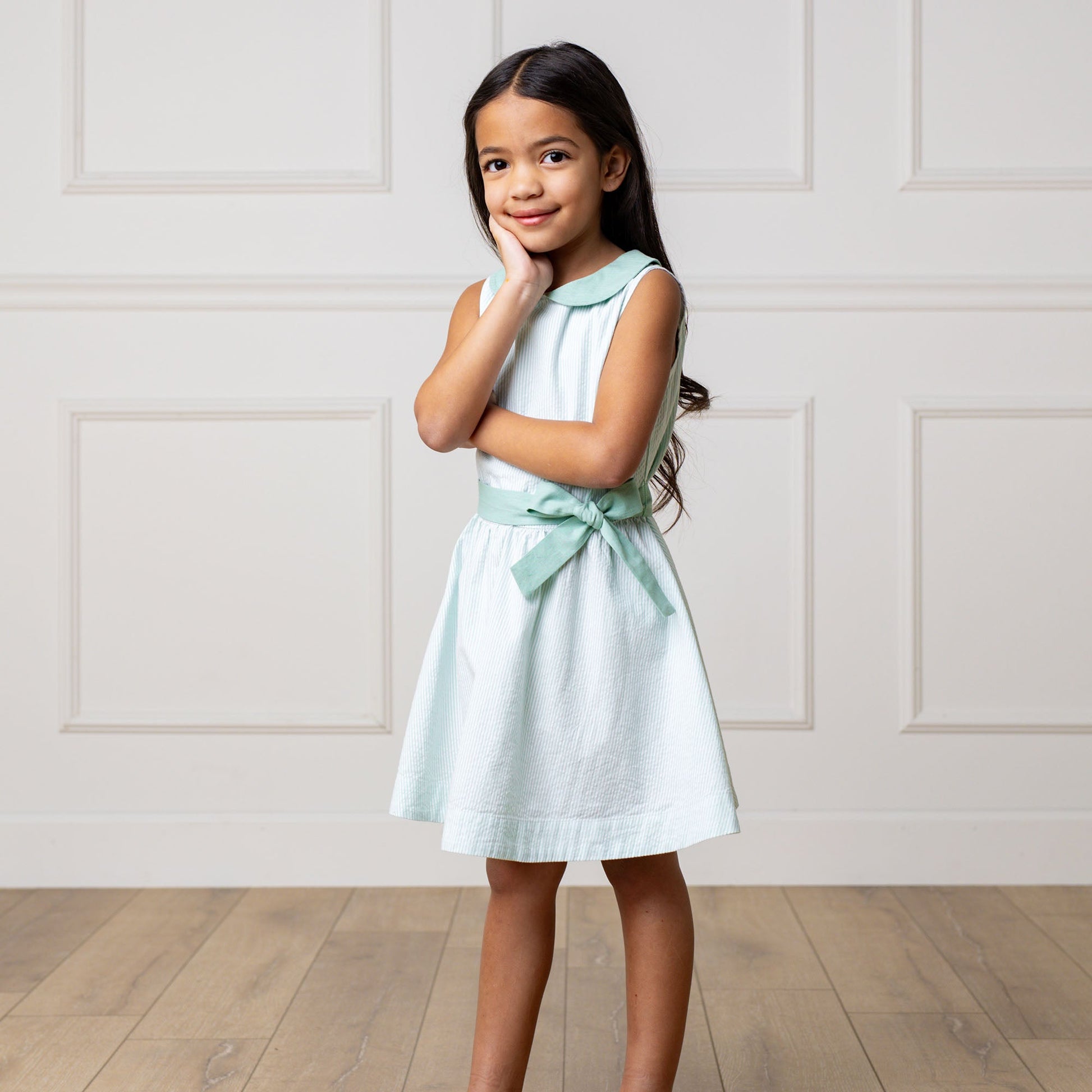 Organic Seersucker Peter Pan Collar Dress
