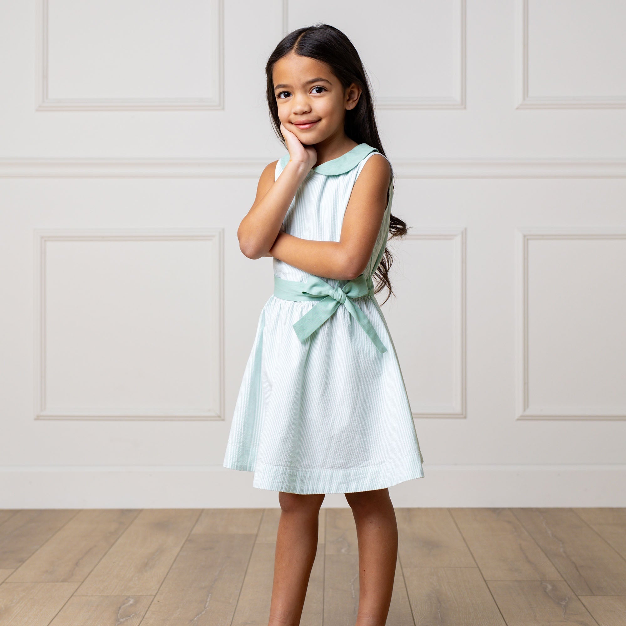 Organic Seersucker Peter Pan Collar Dress