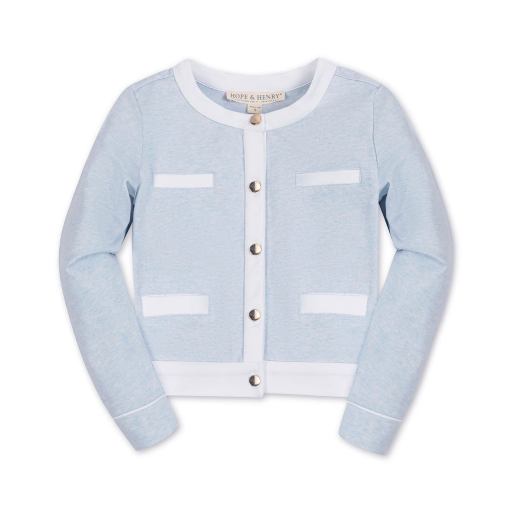 Organic French Terry Contrast Trim Cardigan - 95% Organic Cotton