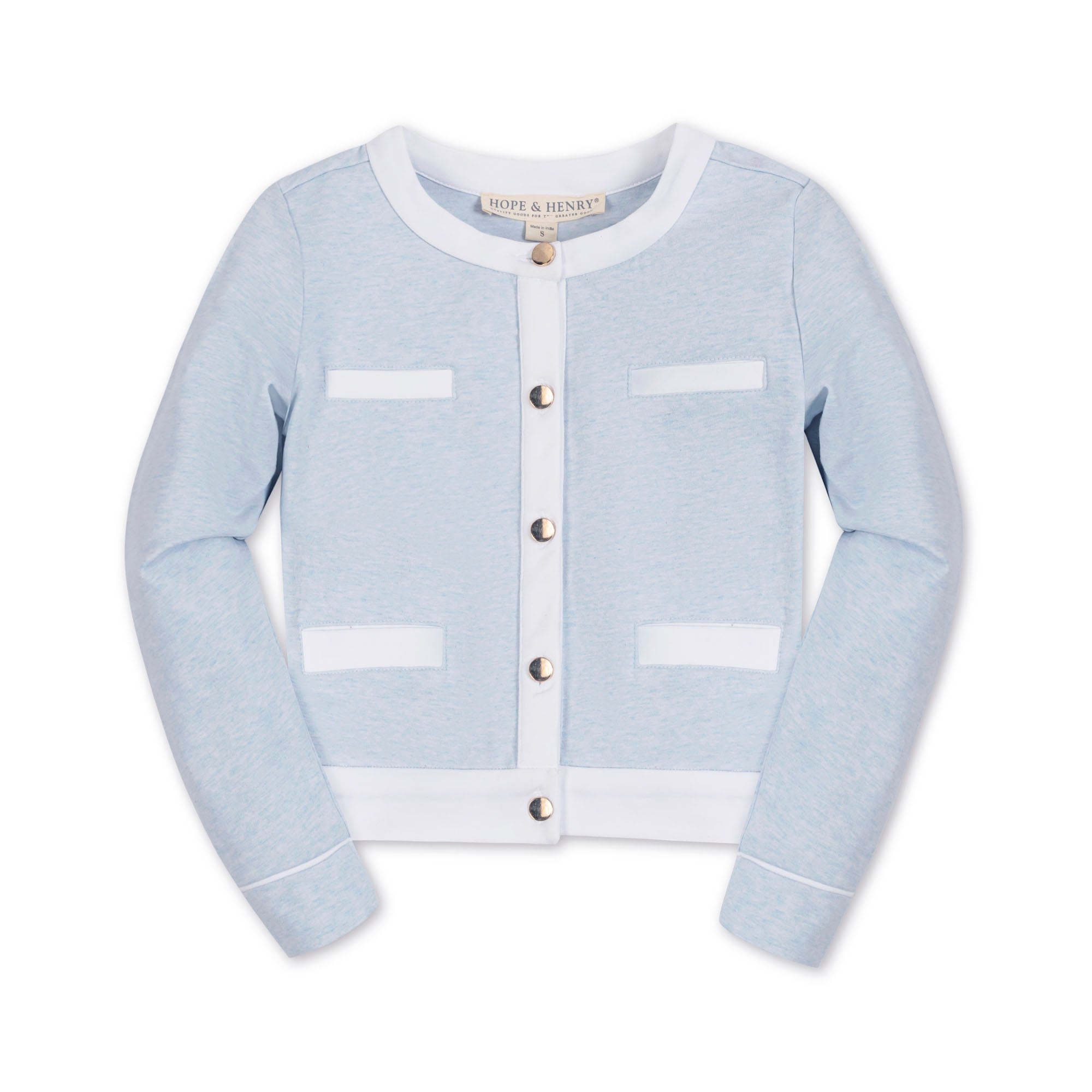 Organic French Terry Contrast Trim Cardigan - 95% Organic Cotton